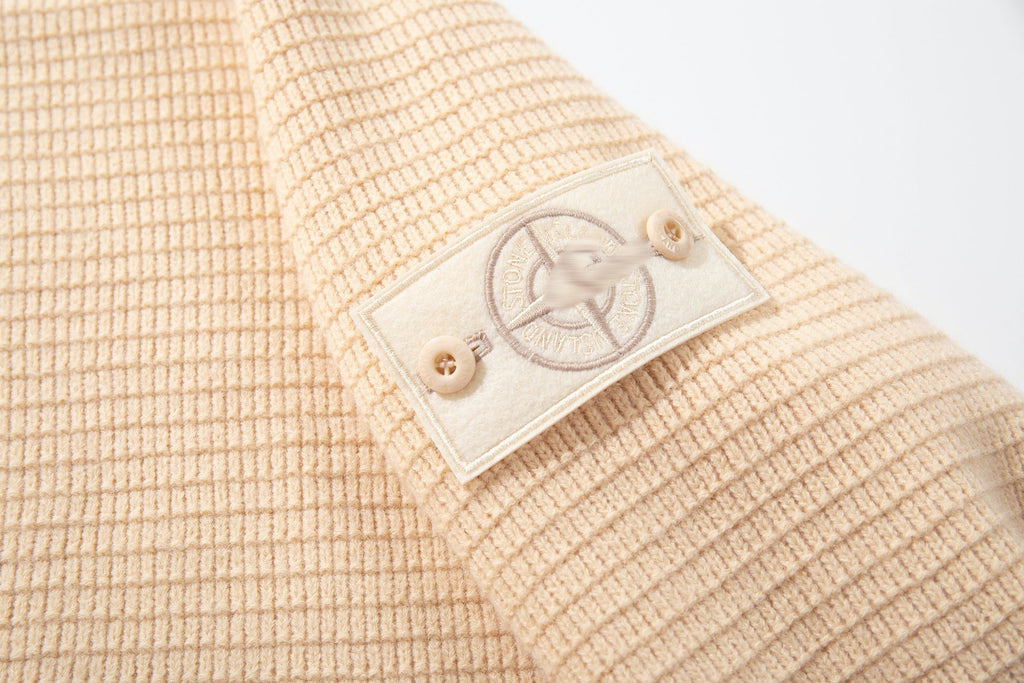 Stone Island Ribbed Mock-Neck Zip Knit Cardigan - Pink product detail view
