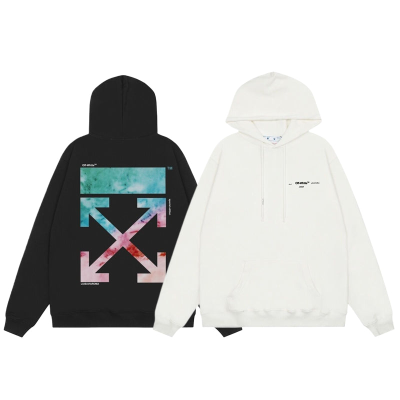 Off-White Multicolor Arrow Pullover Hoodie - White back graphic view