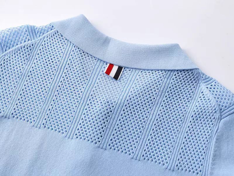 Polo collar short sleeve sweater