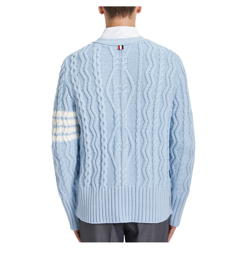 Classic Striped Cable Sweater Jacket THOM TREND