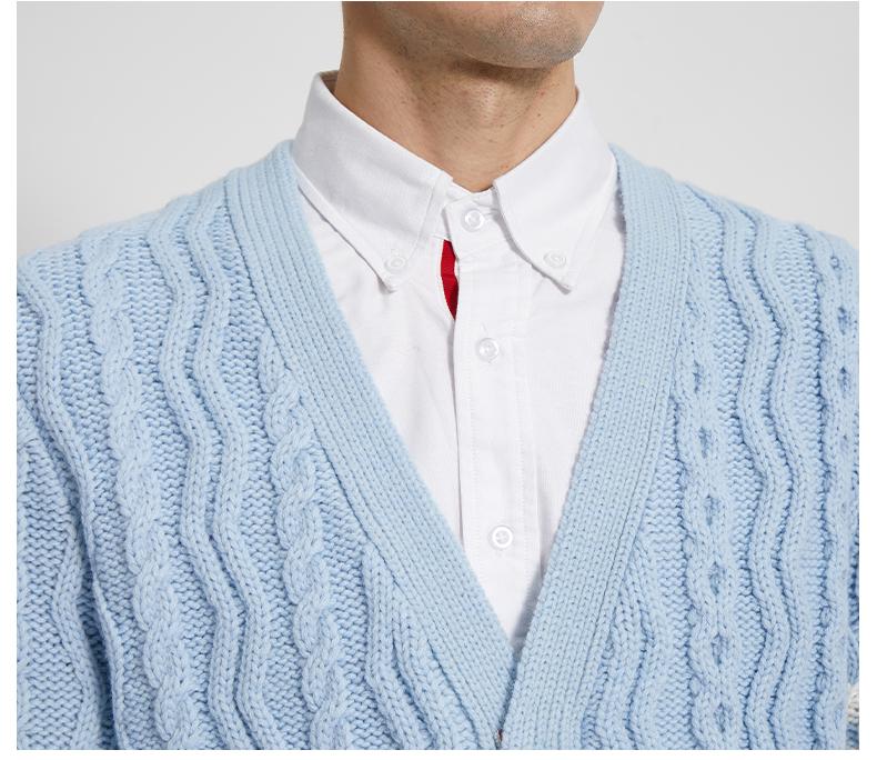 Classic Striped Cable Sweater Jacket THOM TREND