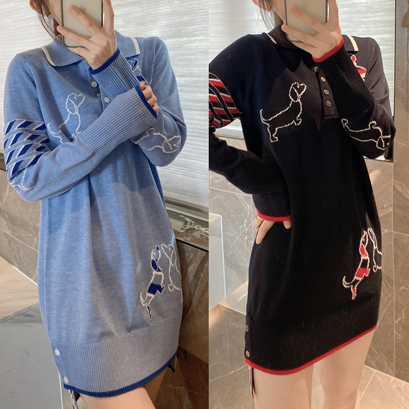 Drawstring Puppy Collar Long Sleeve Dress（复制） THOM TREND