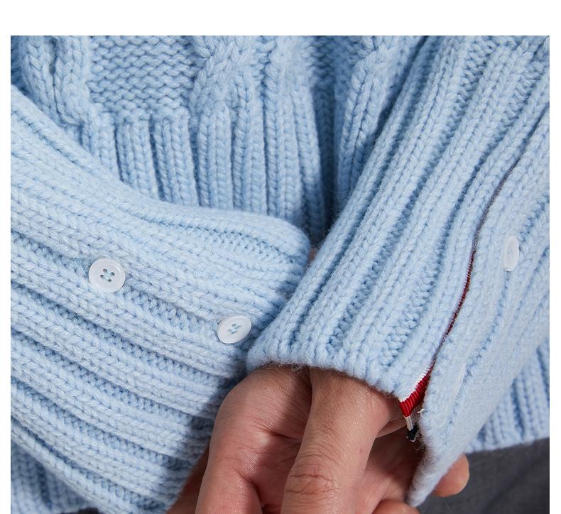 Classic Striped Cable Sweater Jacket THOM TREND