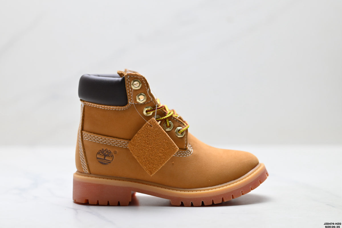 Timberland Wheat Kids Premium Leather Boot - right-facing side profile main image