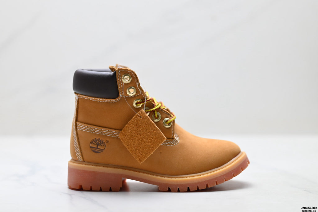 Timberland Wheat Kids Premium Leather Boot - right-facing side profile main image