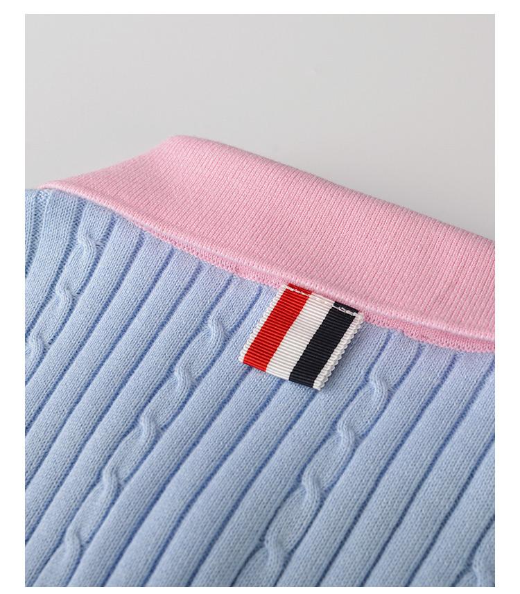 Women's contrast color knitted POLO short sleeve THOM TREND