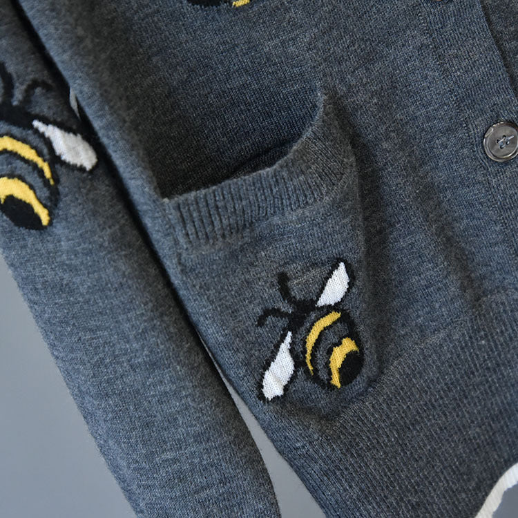 2025SS  Bee and bird embroidered cardigan THOM TREND