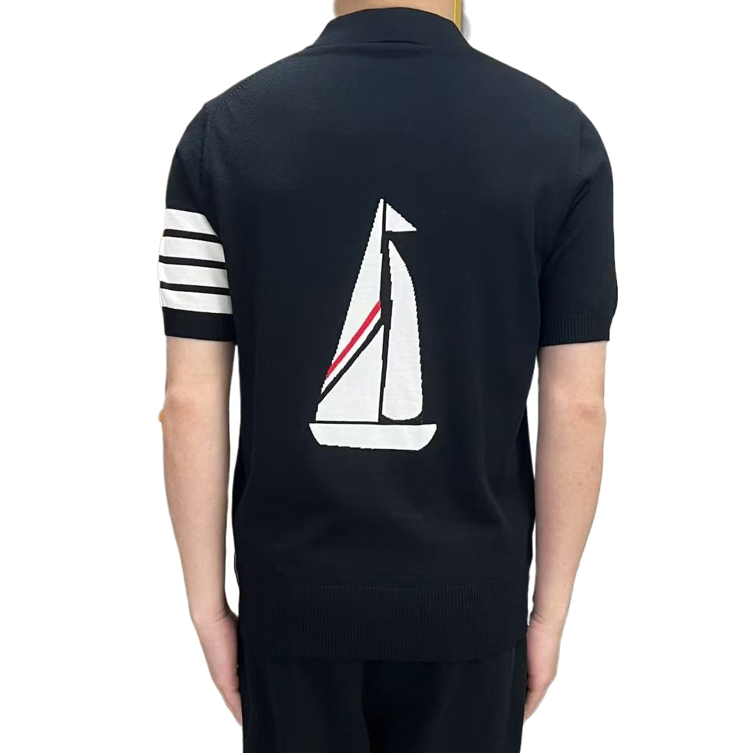 2025 SS  Men's sailboat embroidered POLO short sleeve THOM TREND