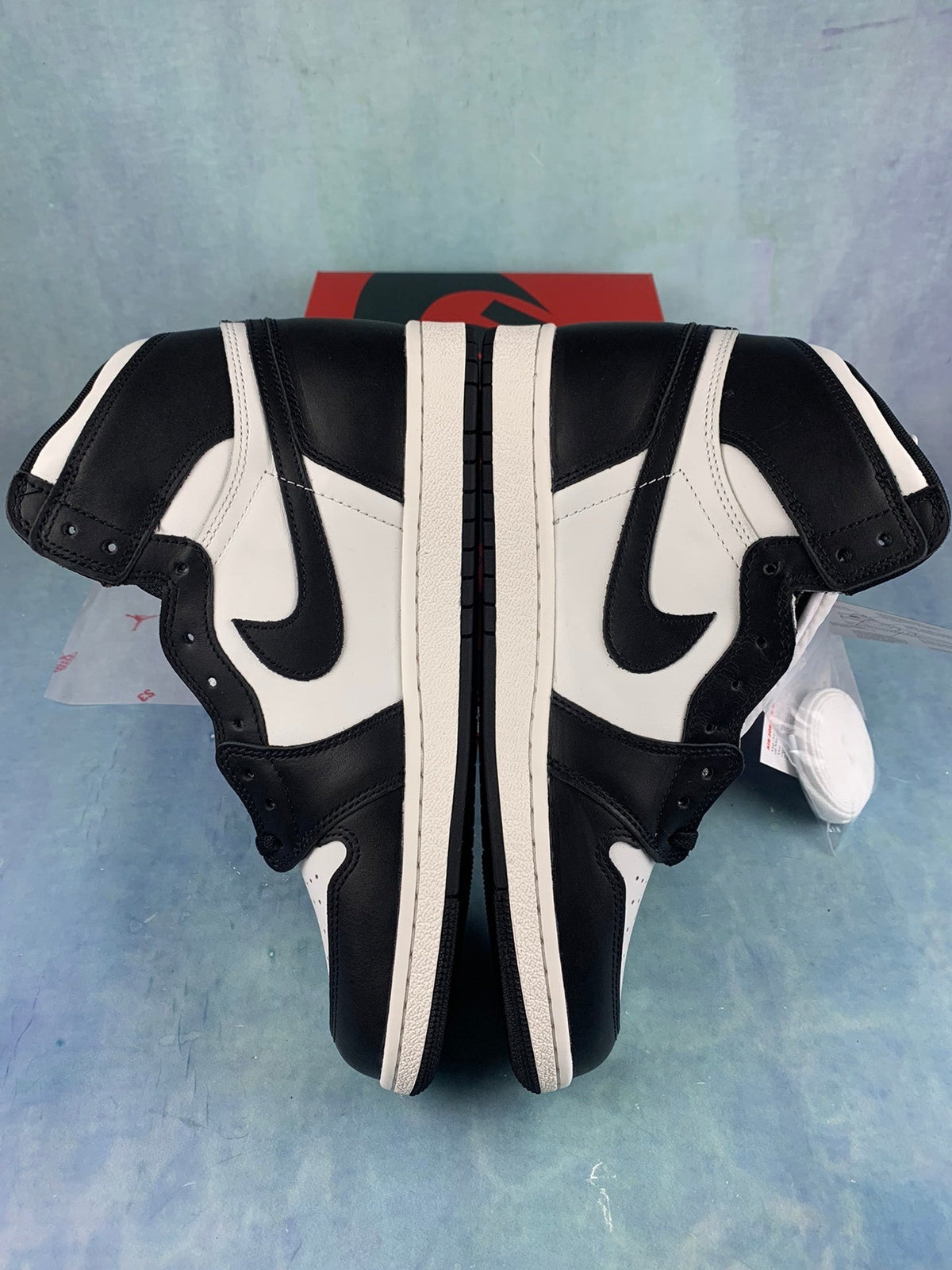 Air Jordan 1 High Black and White Panda 85 Unisex Sneakers BQ4422-001 Style 30 detail view 3