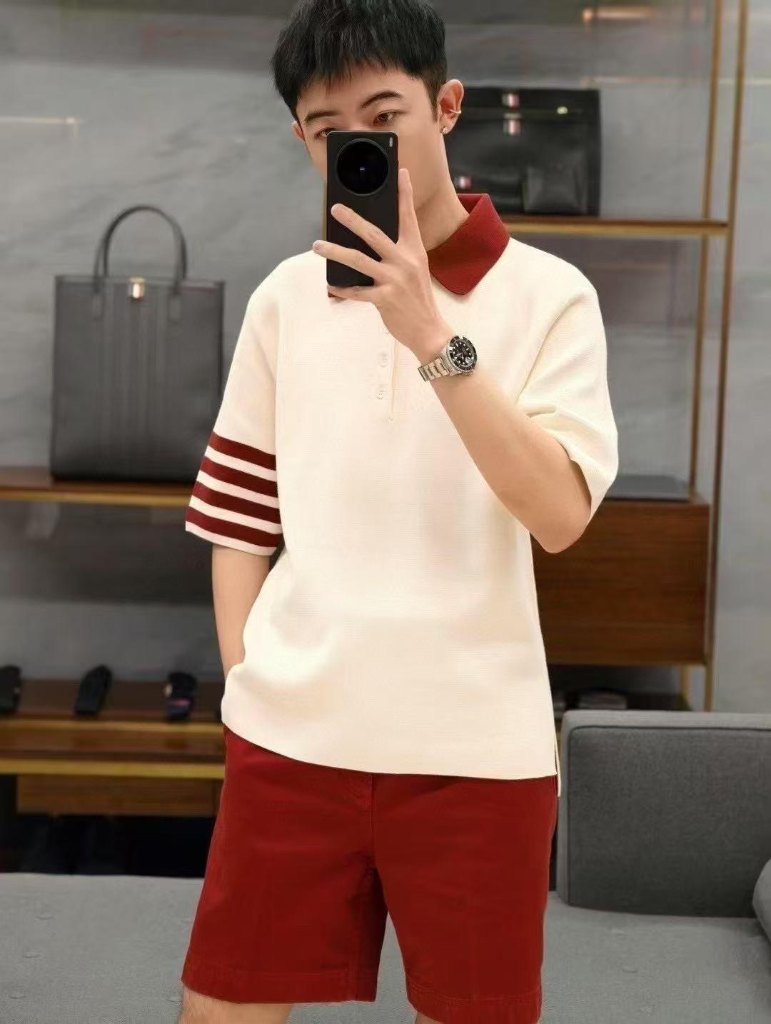 Four-striped POLO short sleeve THOM TREND