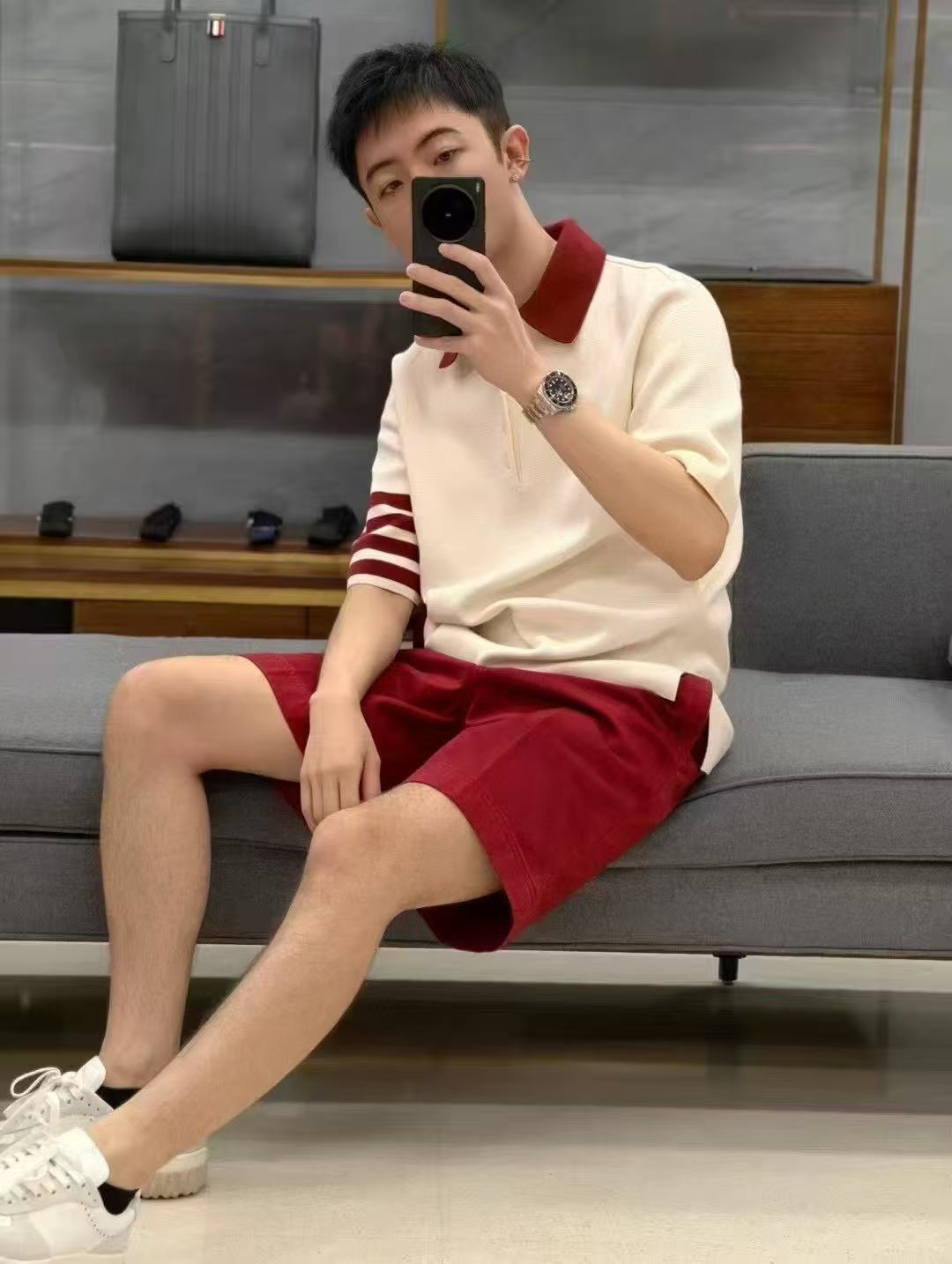 Four-striped POLO short sleeve THOM TREND