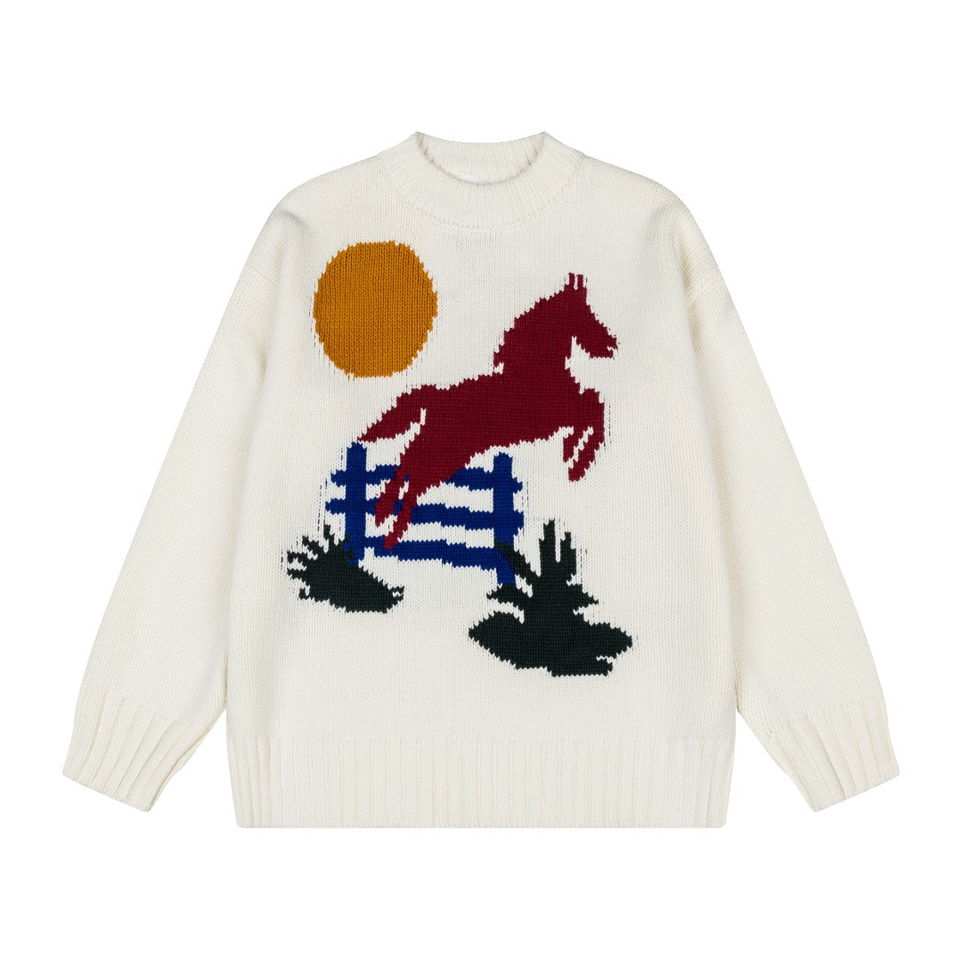Jacquard Heart Crewneck Sweater