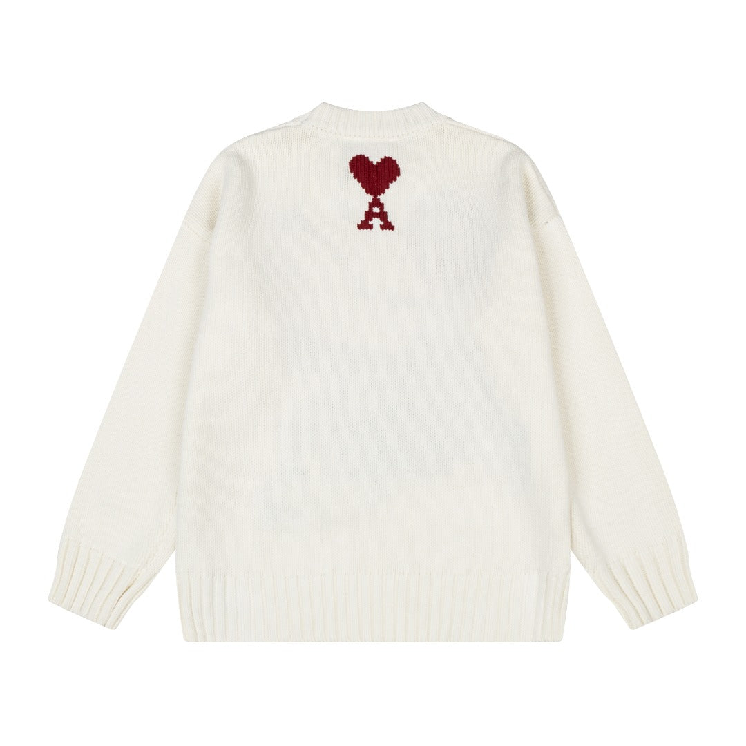 Jacquard Heart Crewneck Sweater