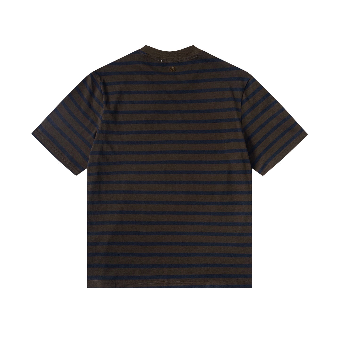 Heart Embroidery Striped Short-Sleeve T-Shirt ¡§C Gray & Brown