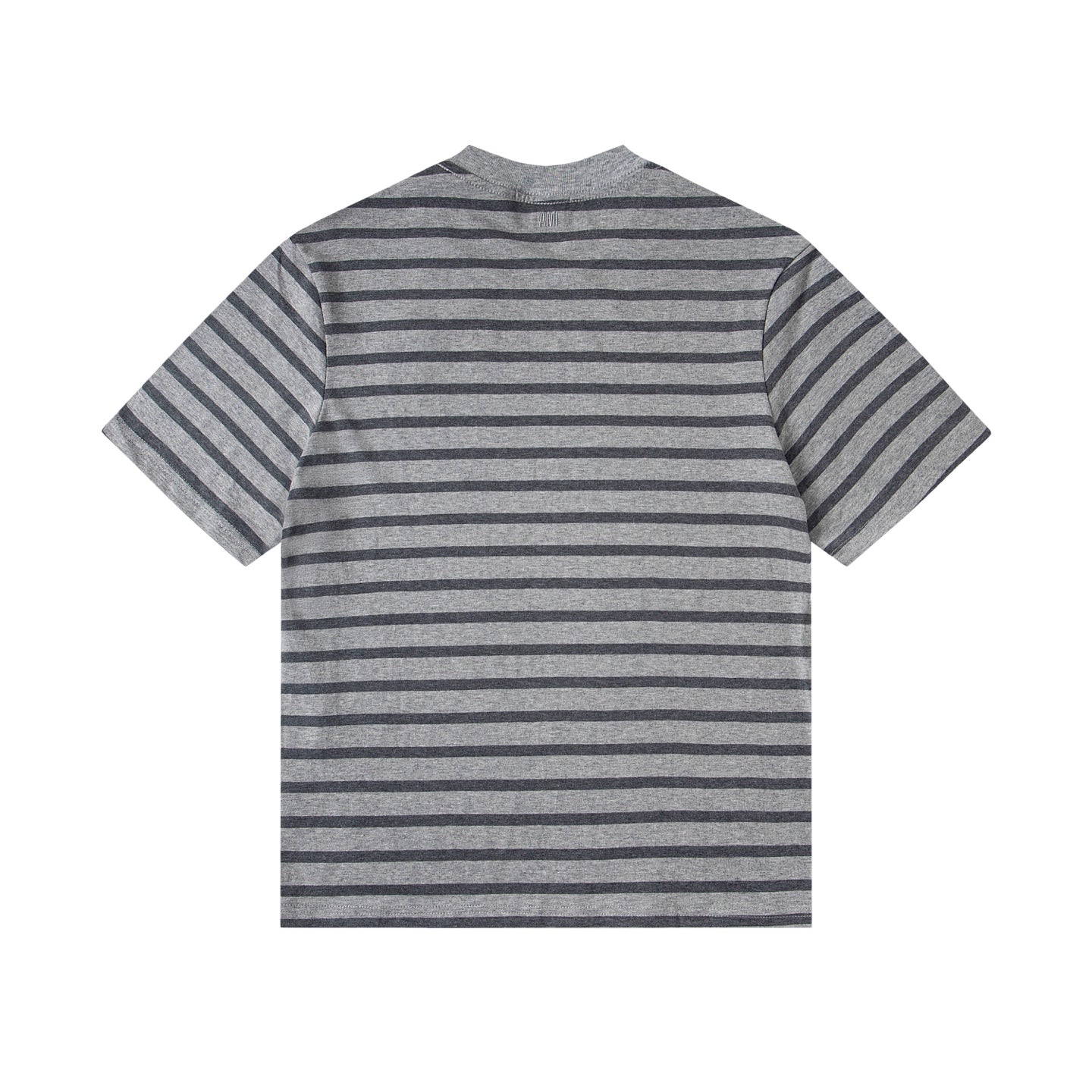 Heart Embroidery Striped Short-Sleeve T-Shirt ¡§C Gray & Brown