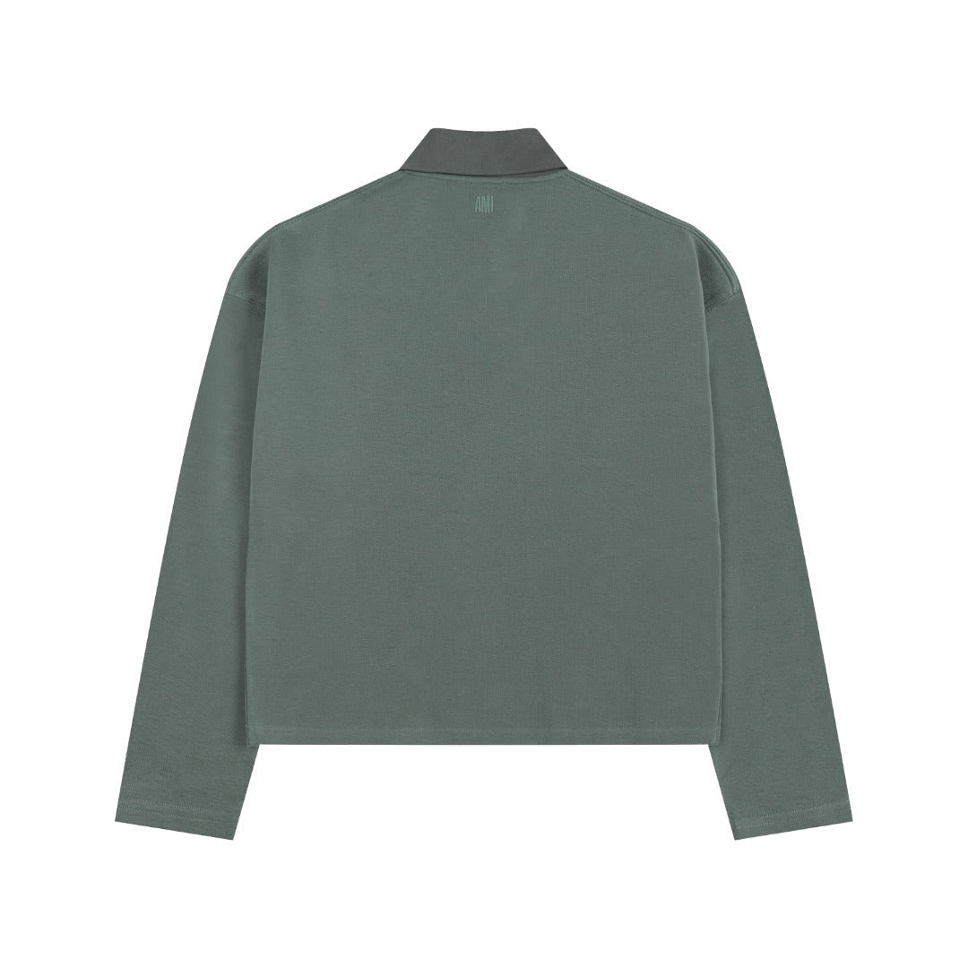 Heart Embroidery Long-Sleeve Polo Shirt ¡§C 5 Colors