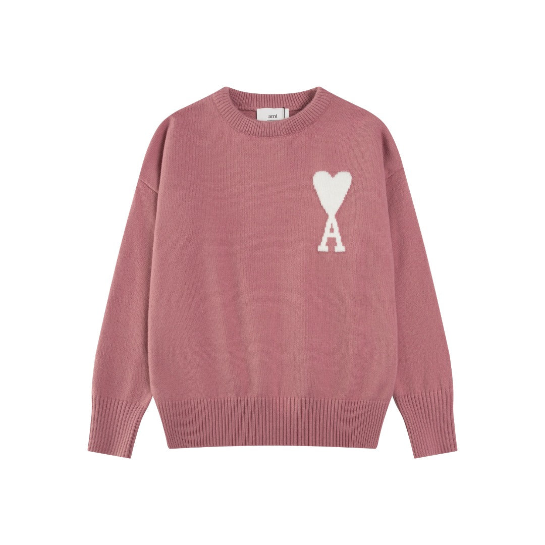 Jacquard Heart Crew Neck Sweater