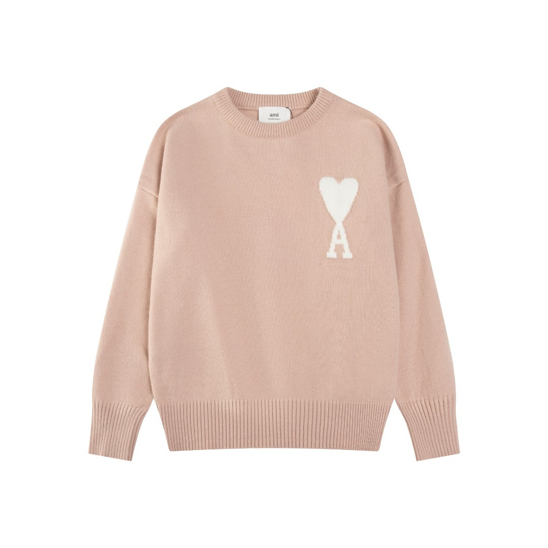 Jacquard Heart Crew Neck Sweater