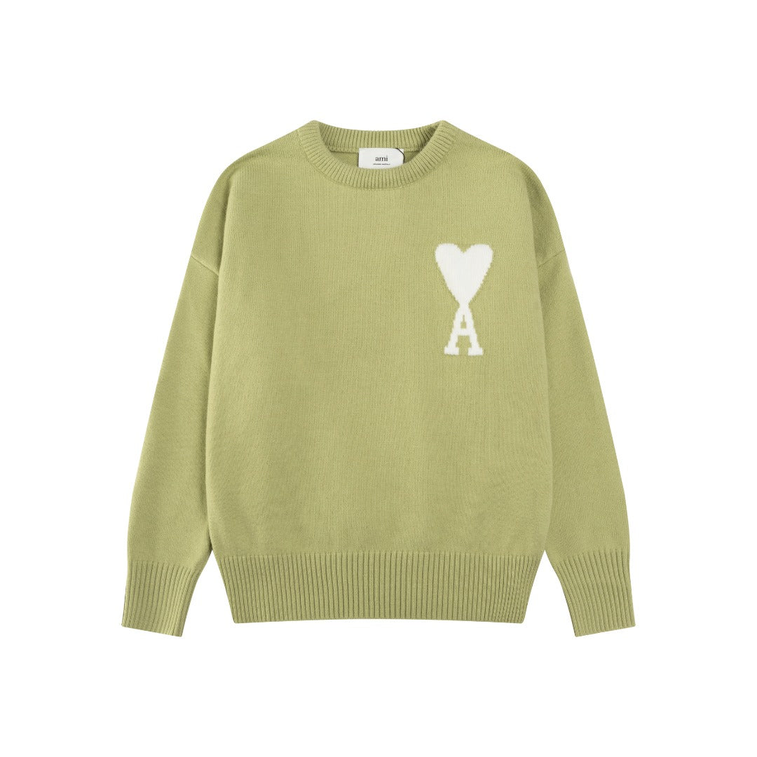 Jacquard Heart Crew Neck Sweater