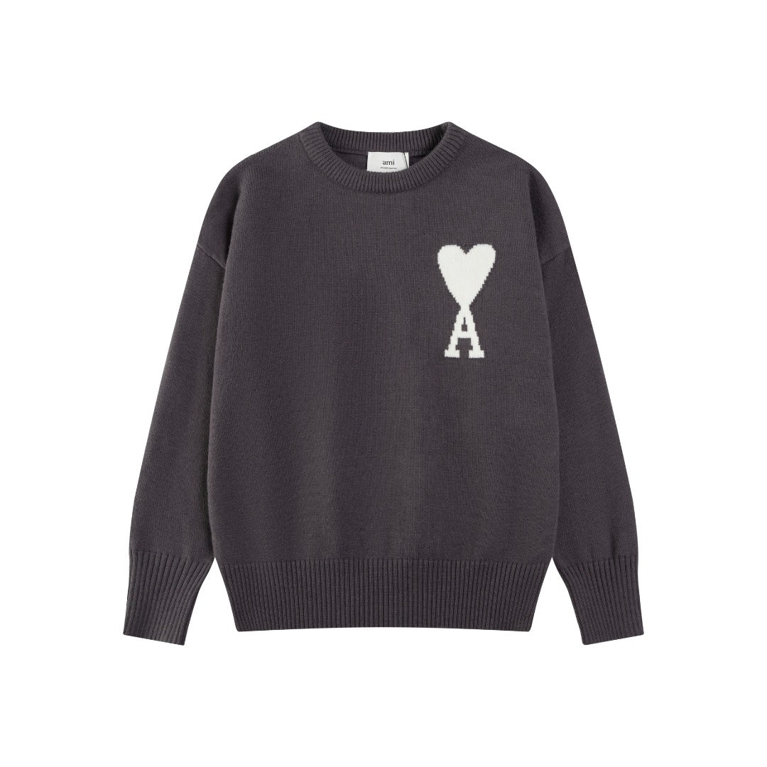 Jacquard Heart Crew Neck Sweater