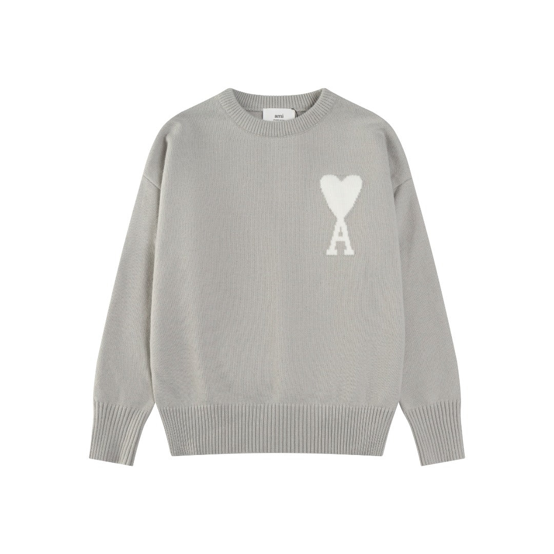 Jacquard Heart Crew Neck Sweater