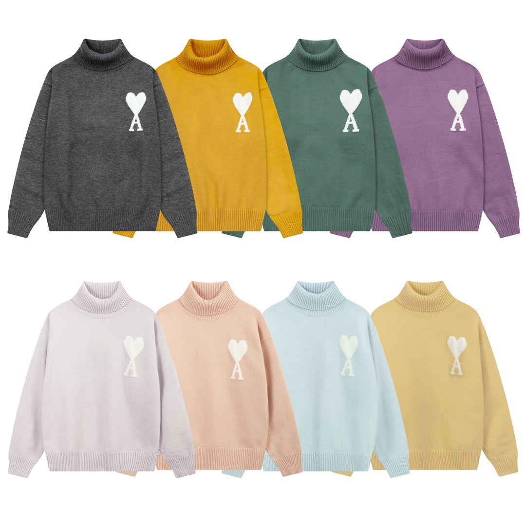 Large Heart Turtleneck Sweater ¡§C Unisex
