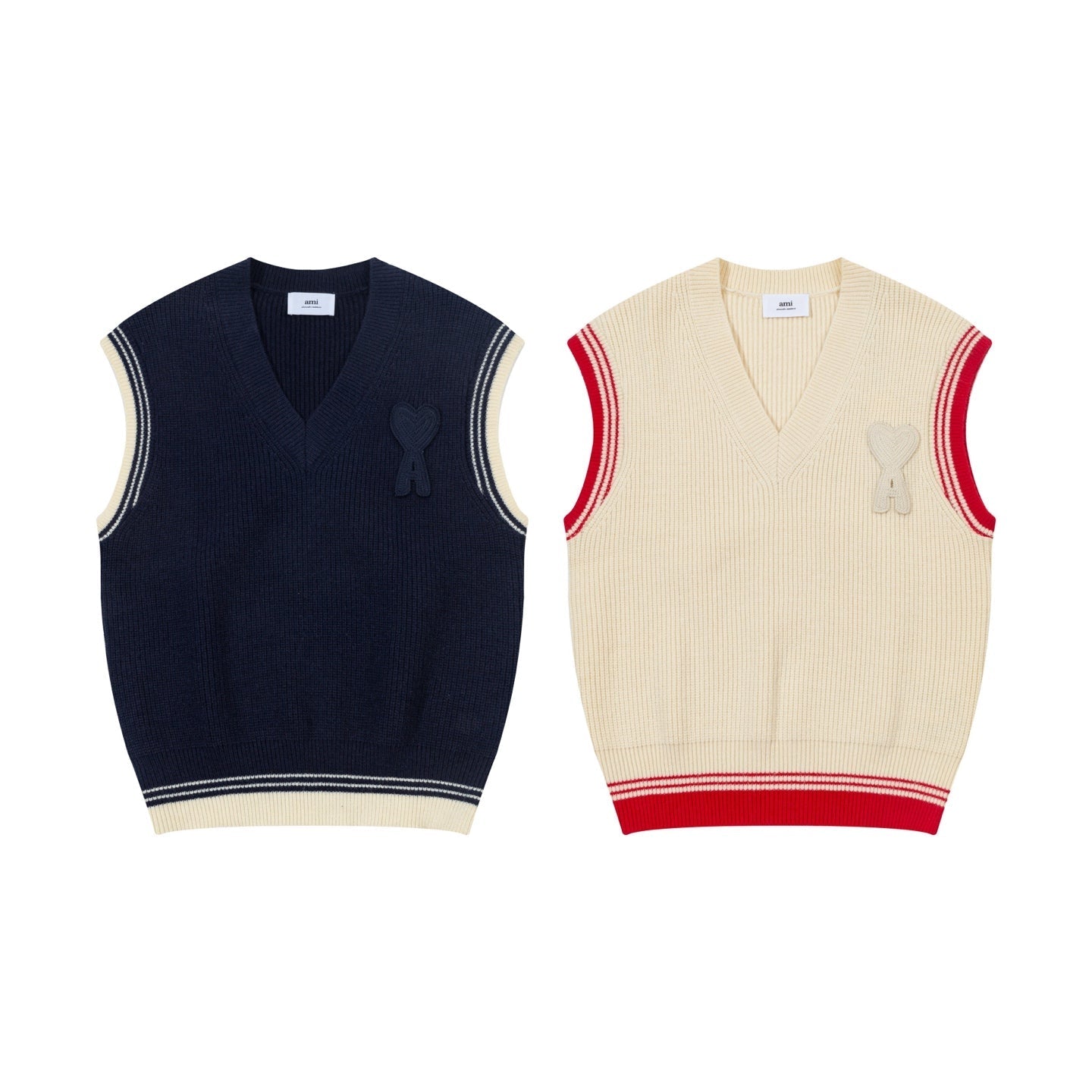 Striped V-Neck Sweater Vest ¡§C Unisex
