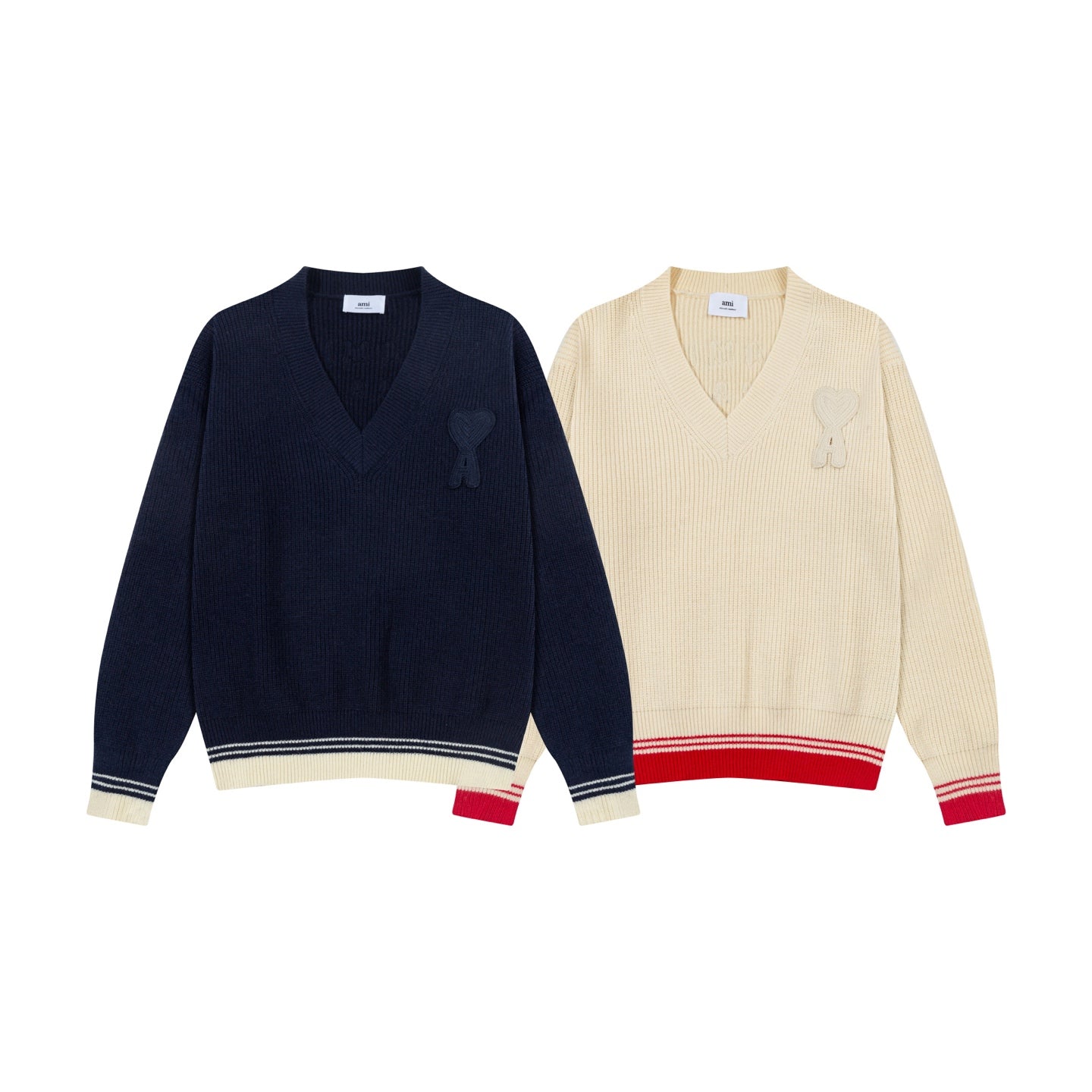 Striped V-Neck Knit Cardigan ¡§C Unisex