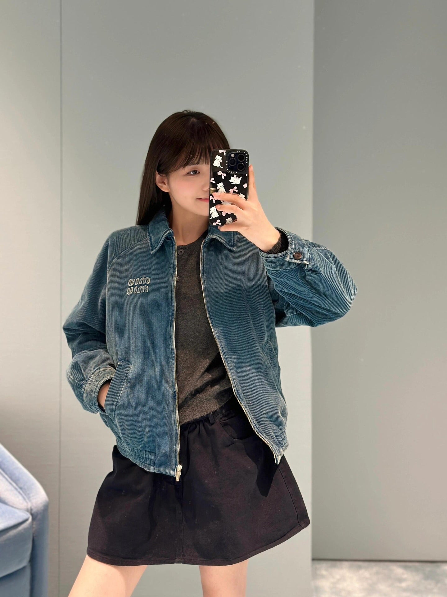 Washed Distressed Corduroy Jacket
