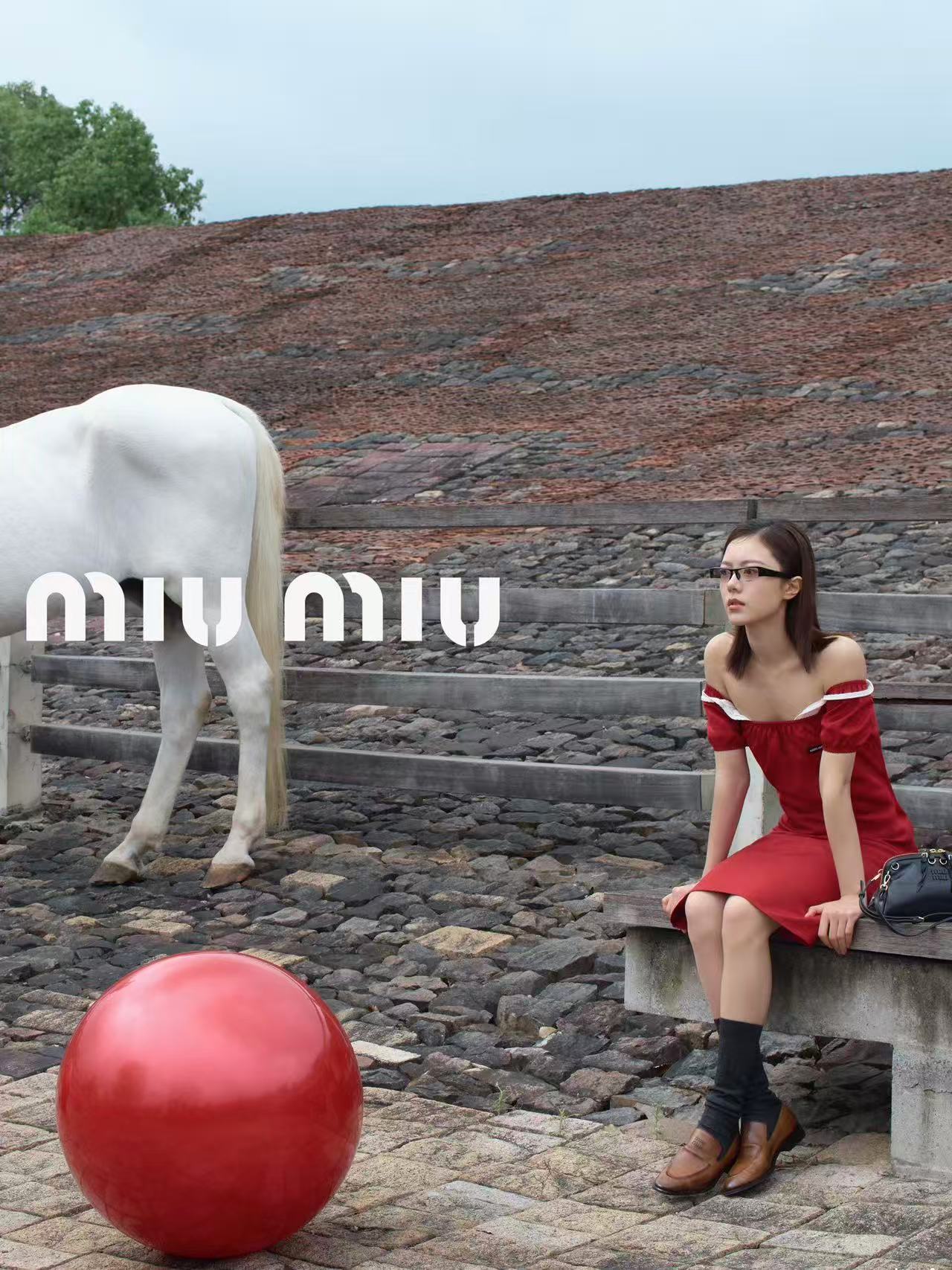 Red Midi Dress — Square Neck
