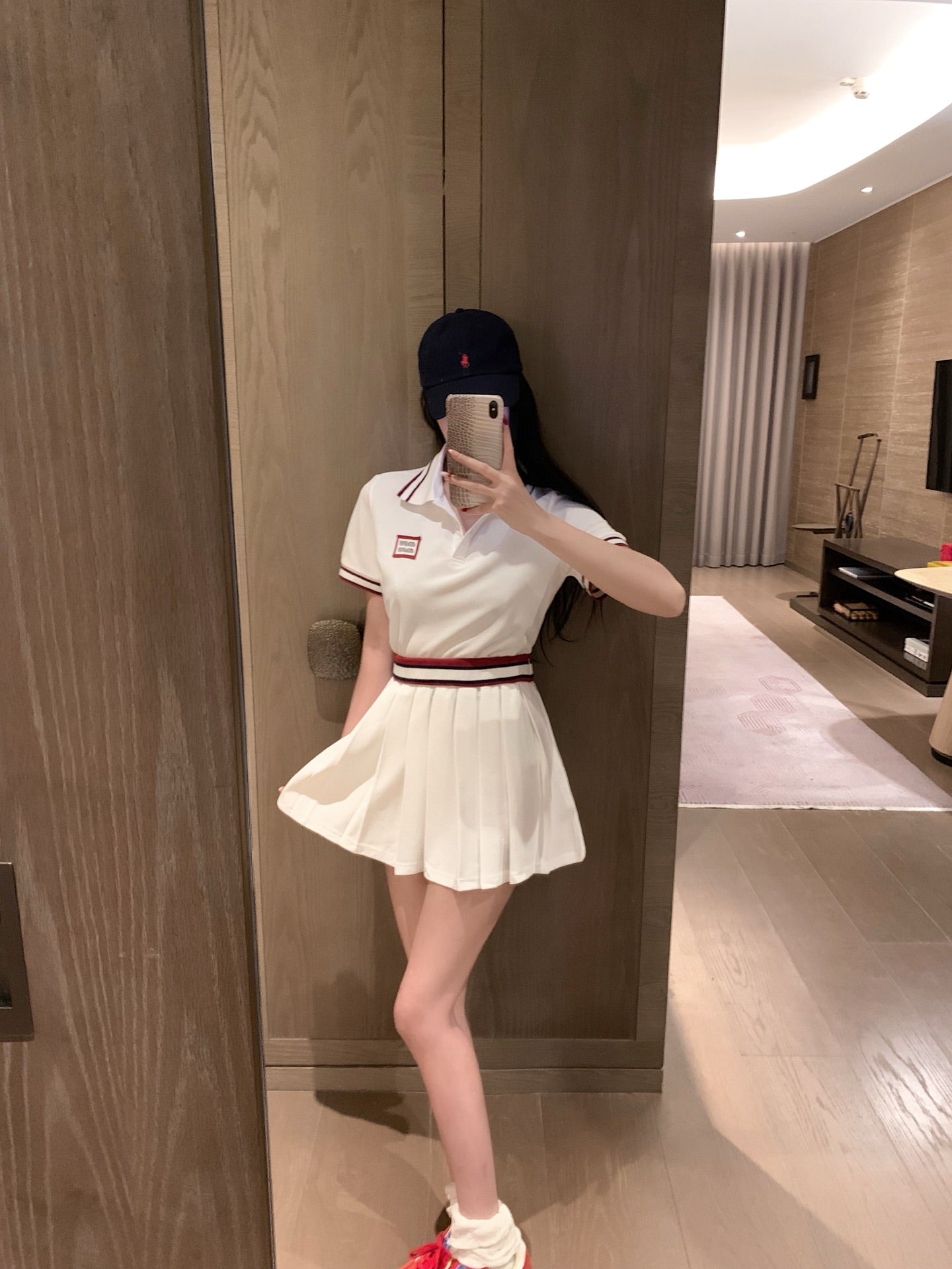 Short-Sleeve Top & Pleated Skirt Set