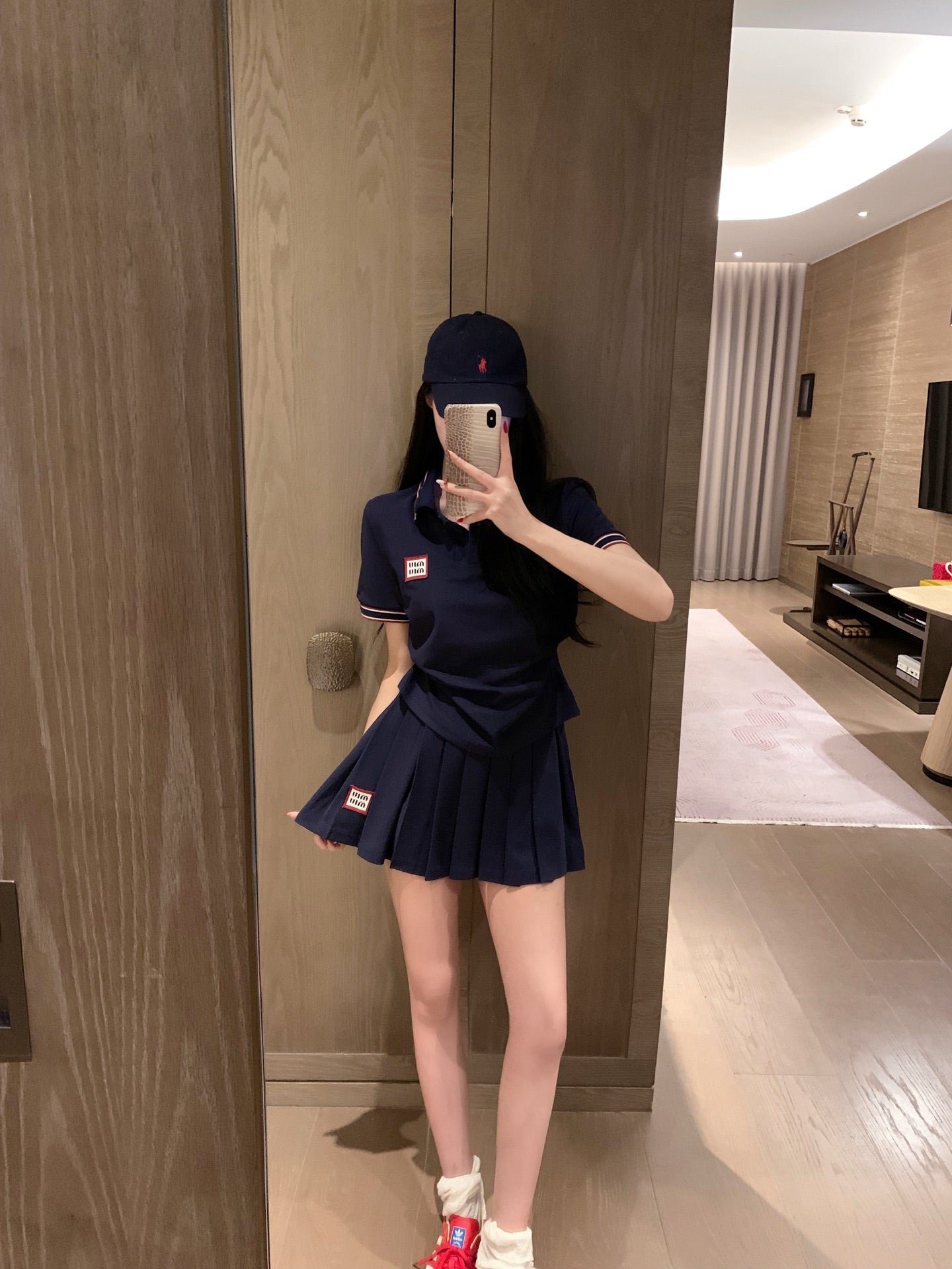 Short-Sleeve Top & Pleated Skirt Set