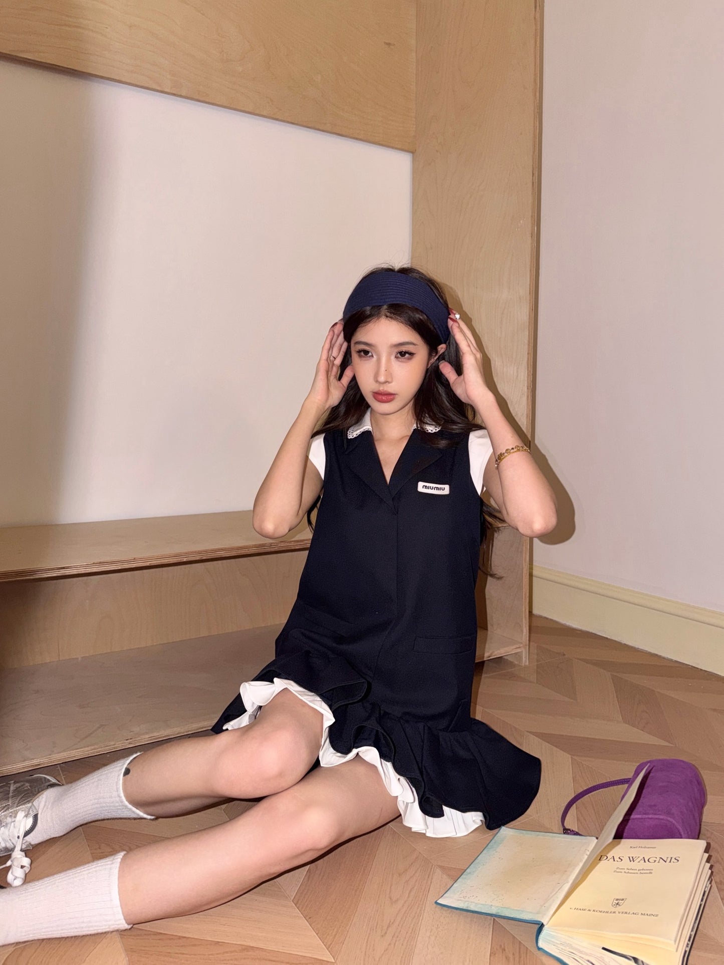 Navy V-Neck Vest Dress