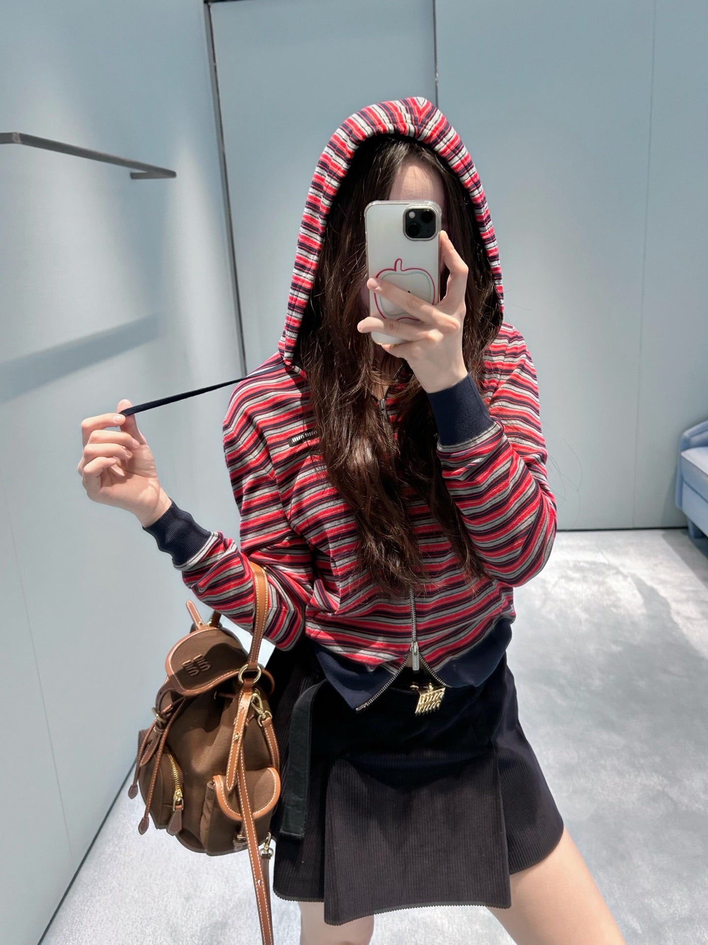 Striped Zip-Up Knit Hoodie