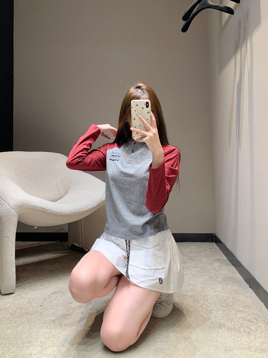 Color-Block Raglan Long-Sleeve T-Shirt