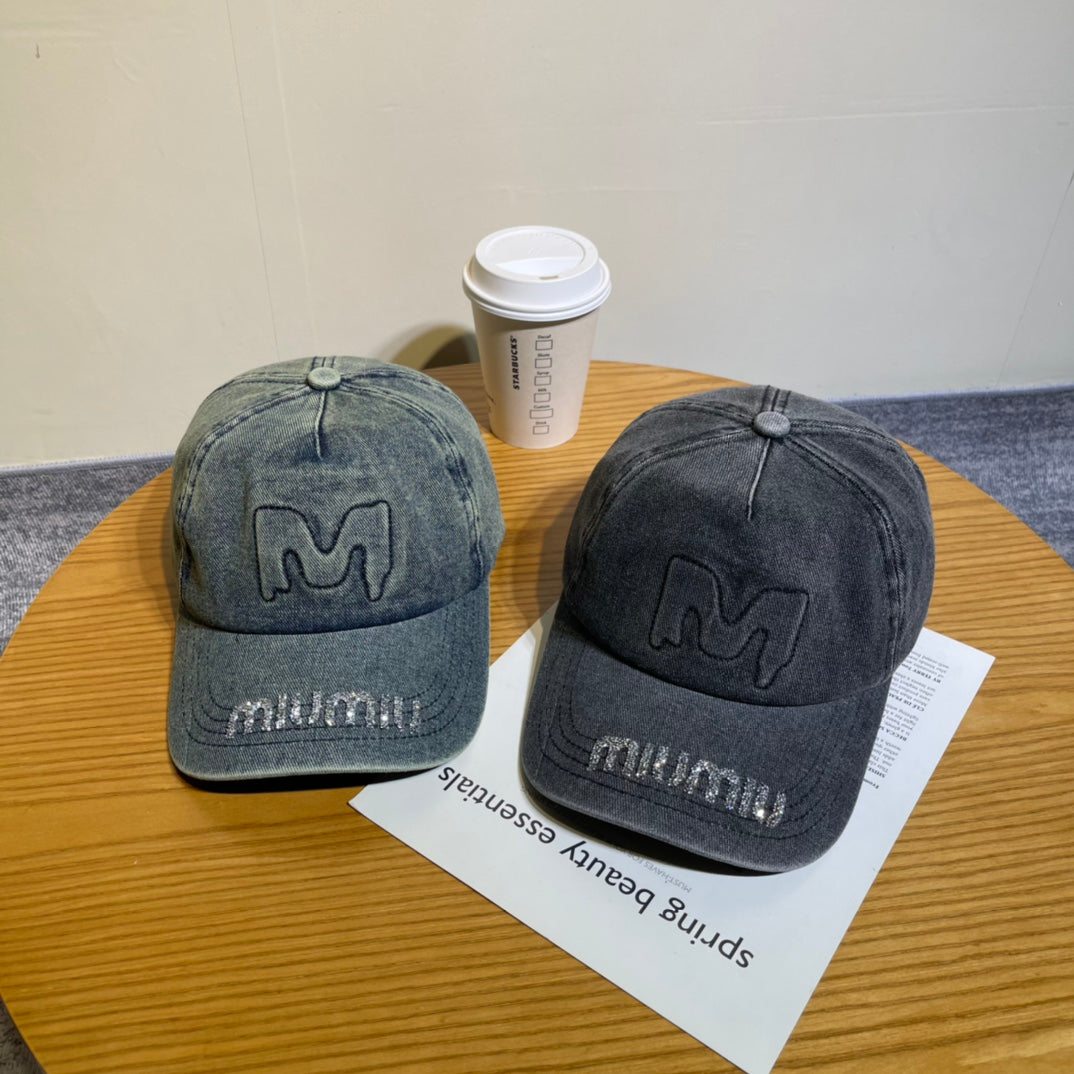 Distressed Denim Baseball Cap