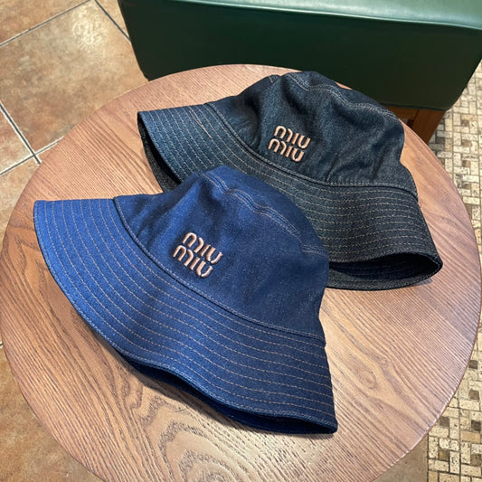 Denim Embroidered Bucket Hat