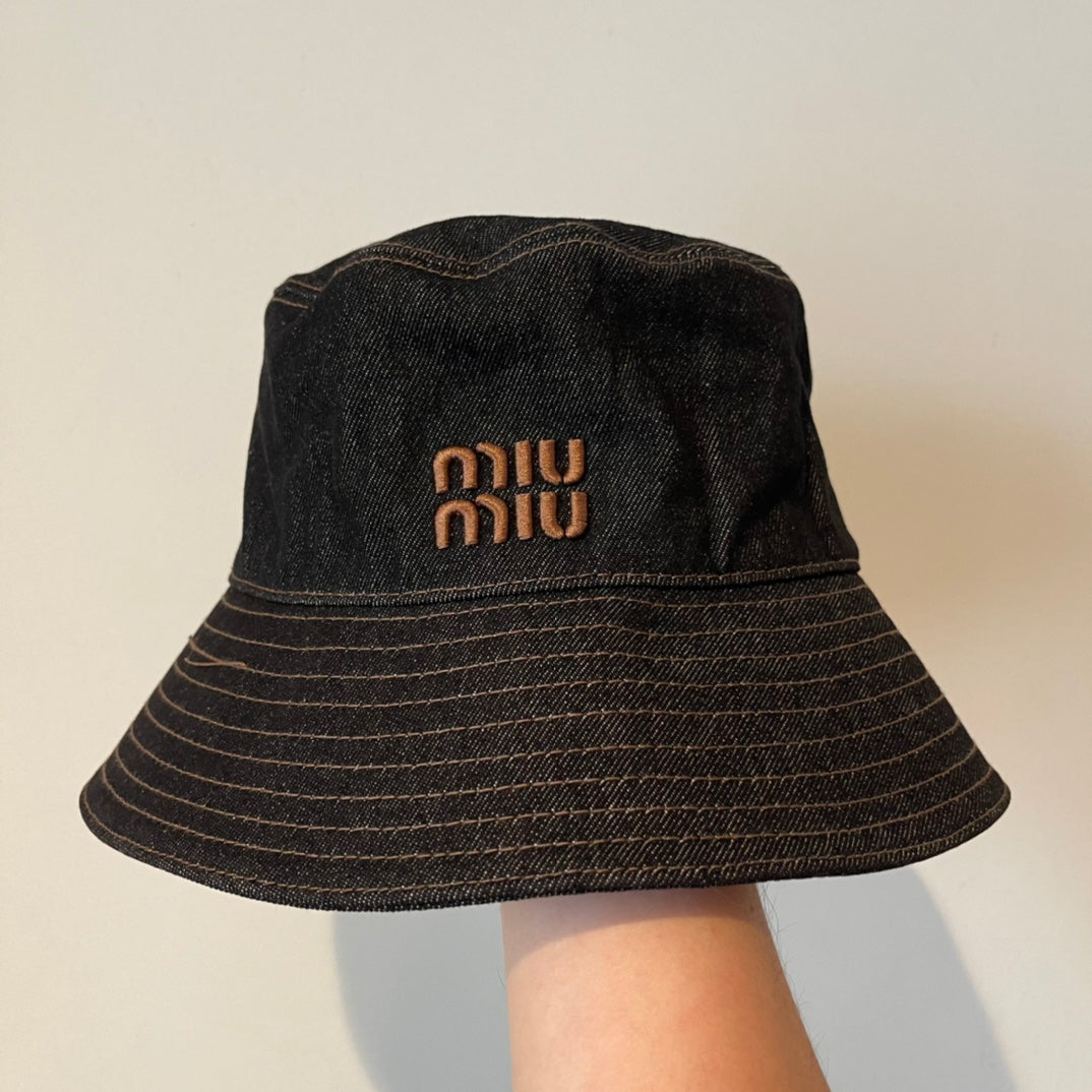 Denim Embroidered Bucket Hat