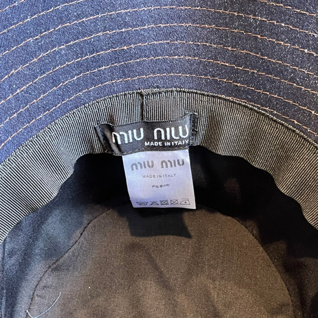 Denim Embroidered Bucket Hat
