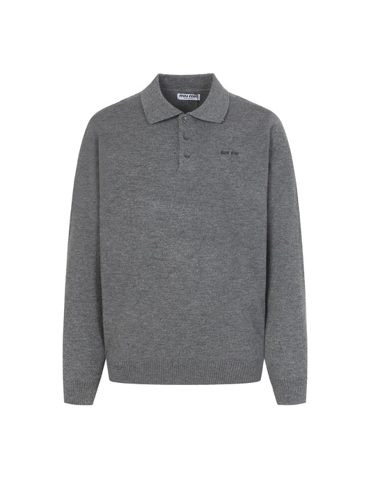 Wool Polo Collar Knit Sweater – Unisex