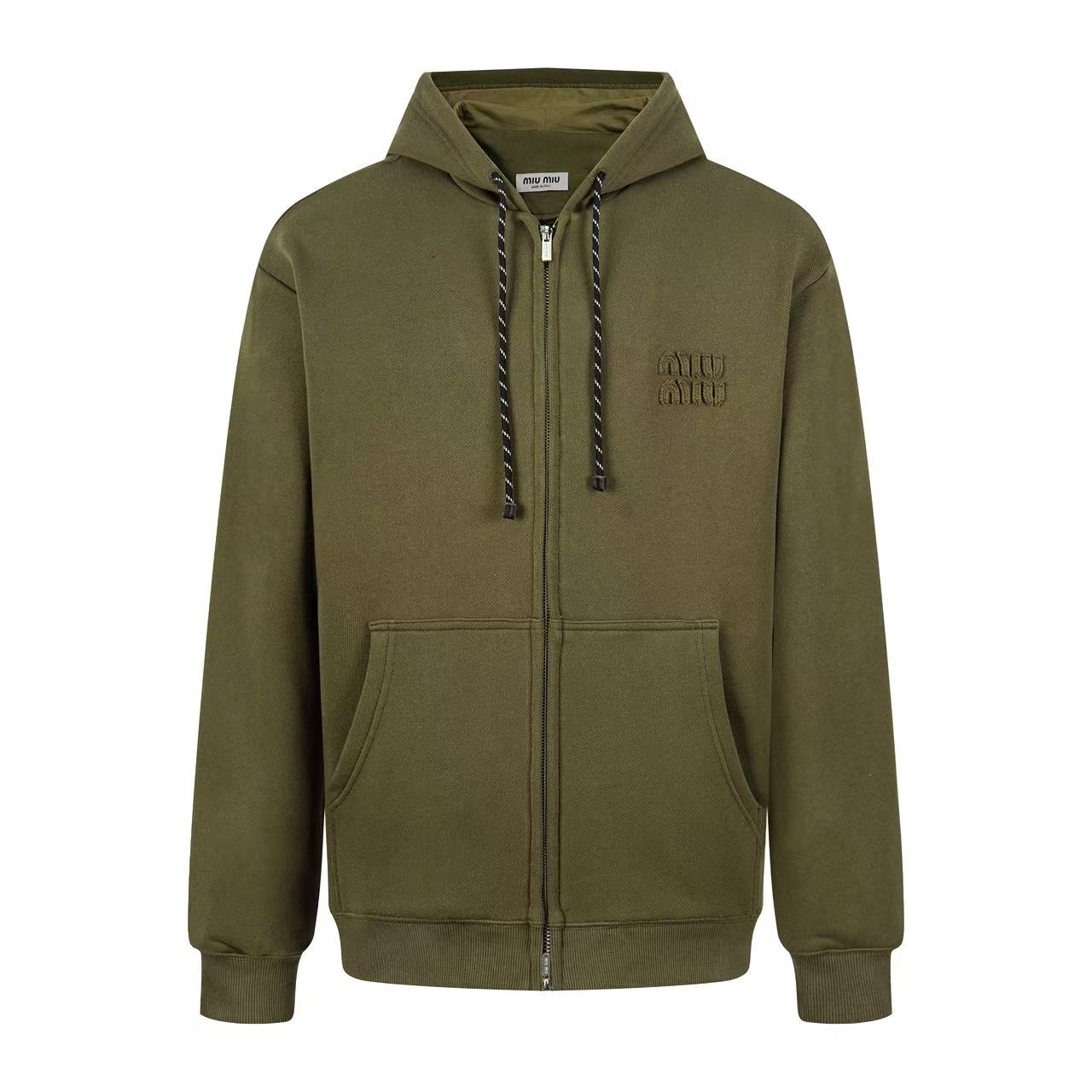 Zip-Up Hoodie – Olive Green