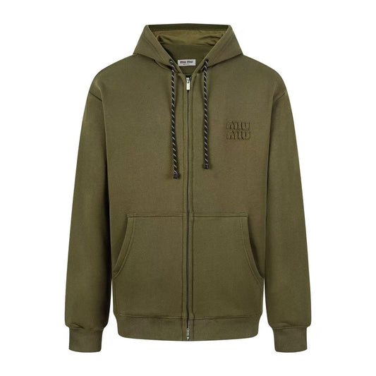 Zip-Up Hoodie – Olive Green