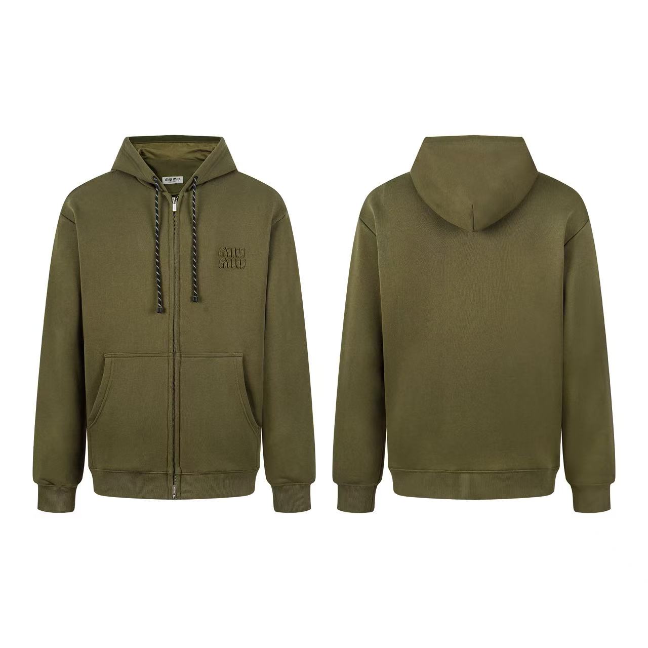 Zip-Up Hoodie – Olive Green