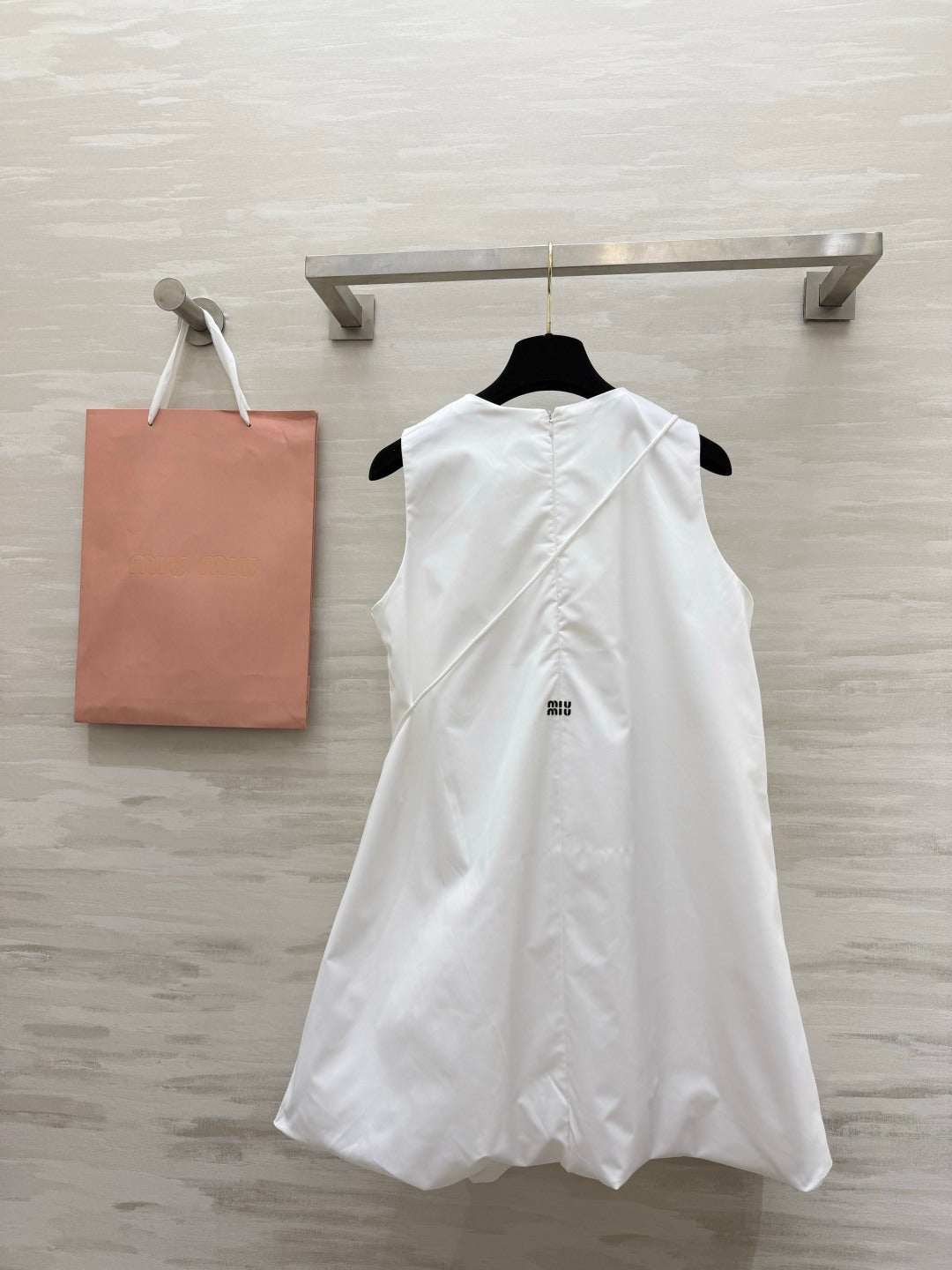 Sleeveless Bubble Hem Mini Dress with Drawstring Bag