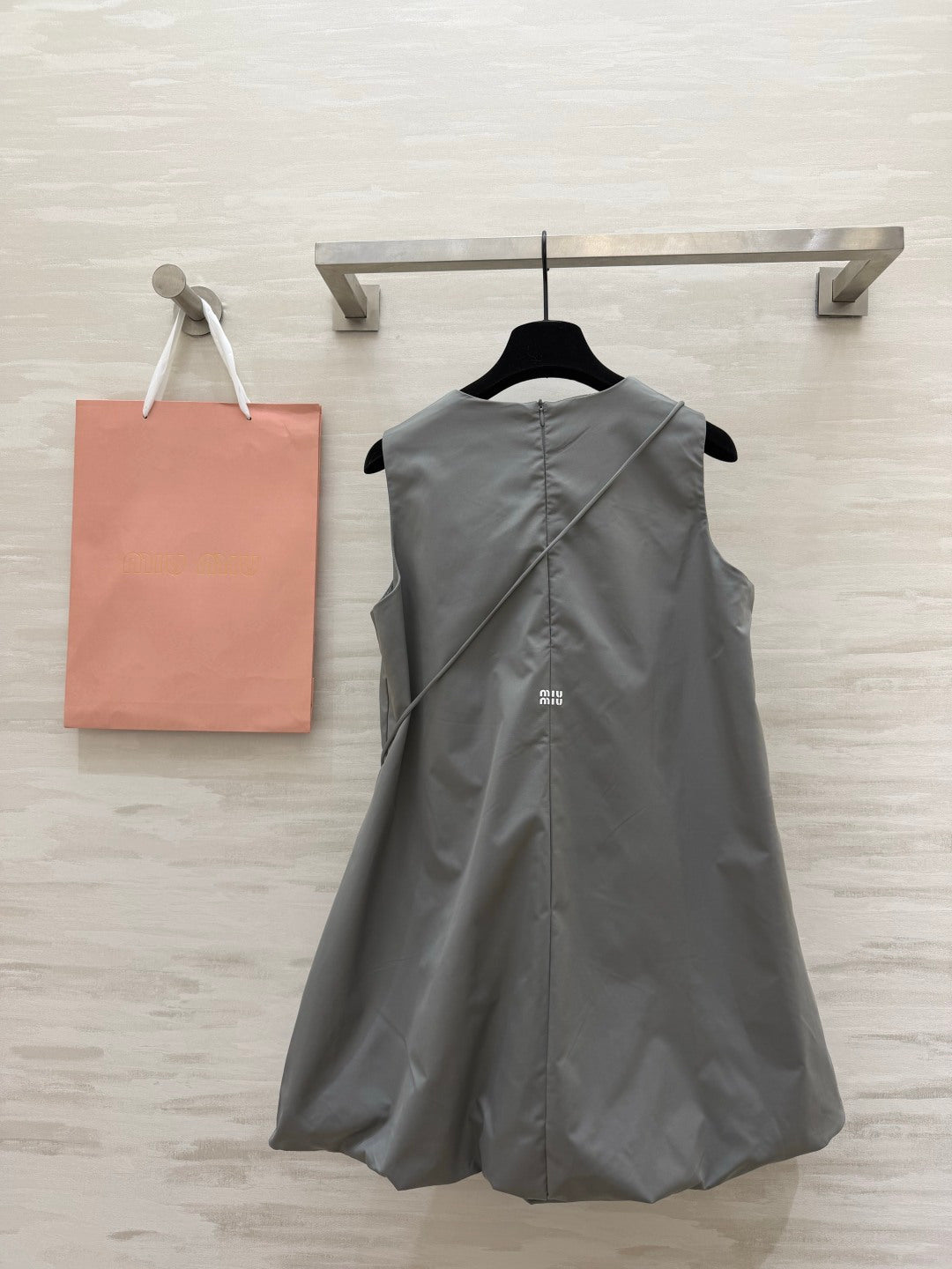 Sleeveless Bubble Hem Mini Dress with Drawstring Bag