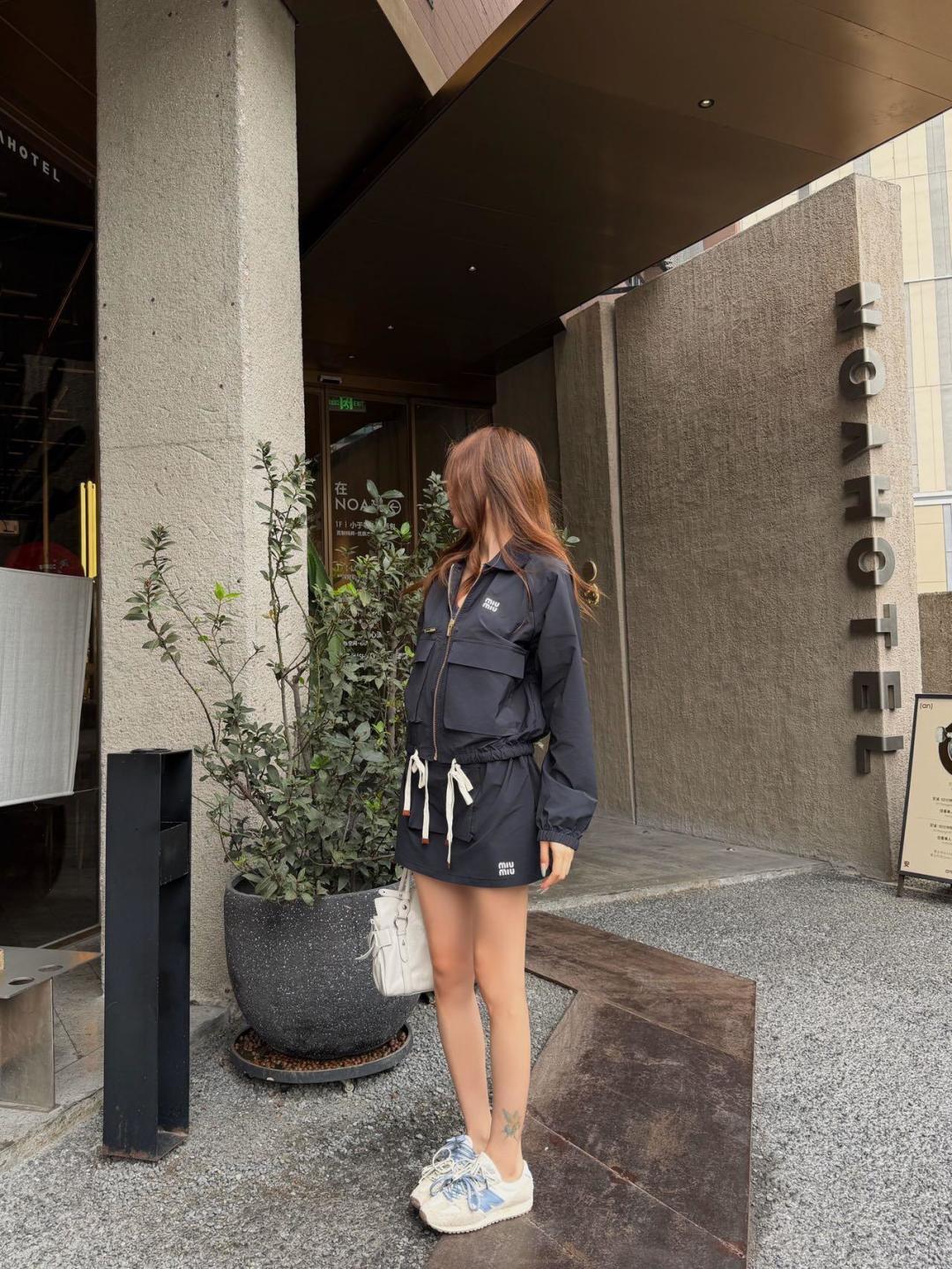 Silk Memory Cargo Jacket & Mini Skirt Set