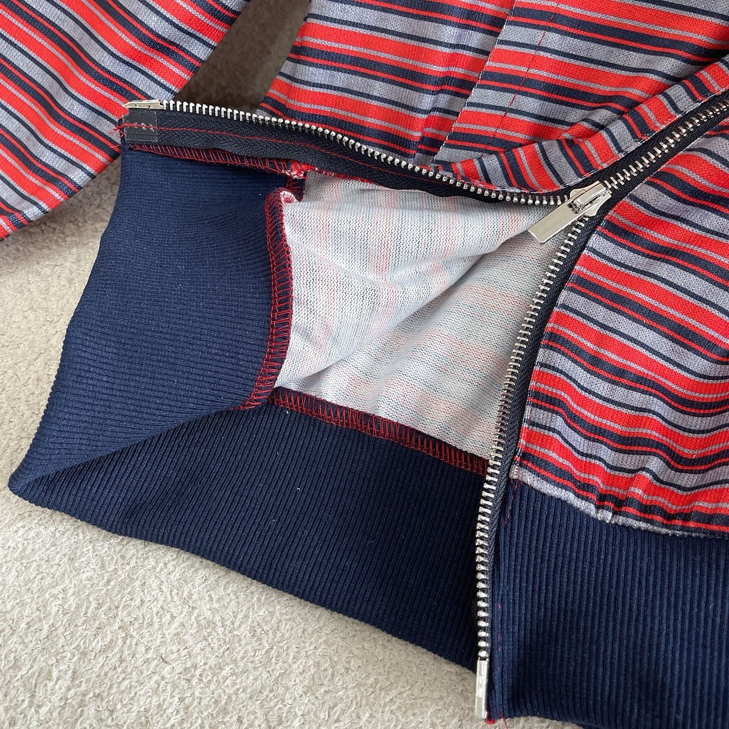 Striped Zip-Up Knit Hoodie