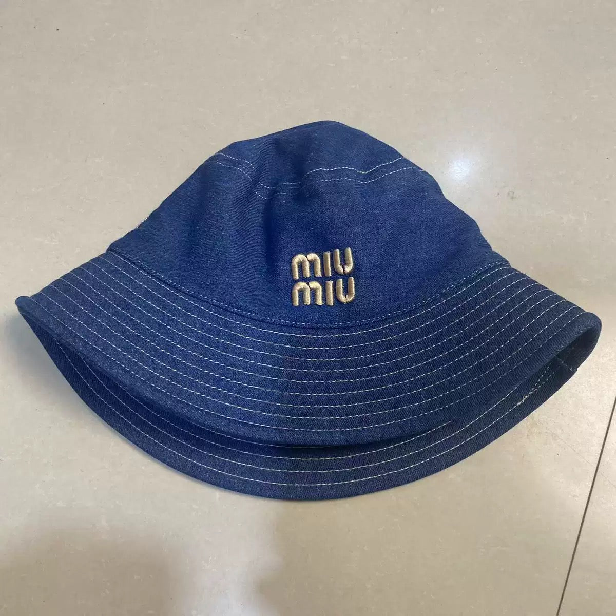 Denim Embroidered Bucket Hat