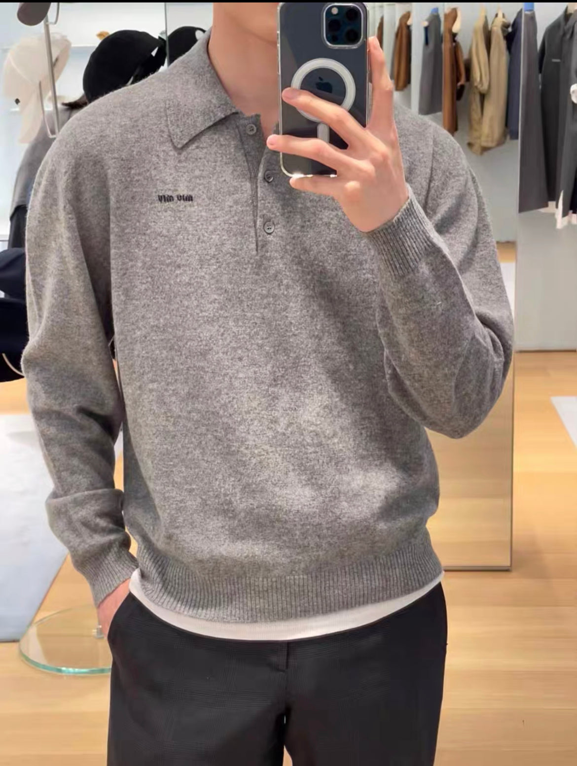 Wool Polo Collar Knit Sweater – Unisex