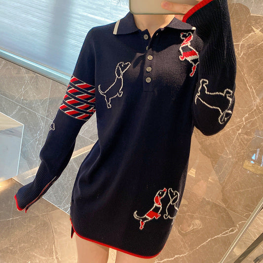 Drawstring Puppy Collar Long Sleeve Dress（复制） THOM TREND